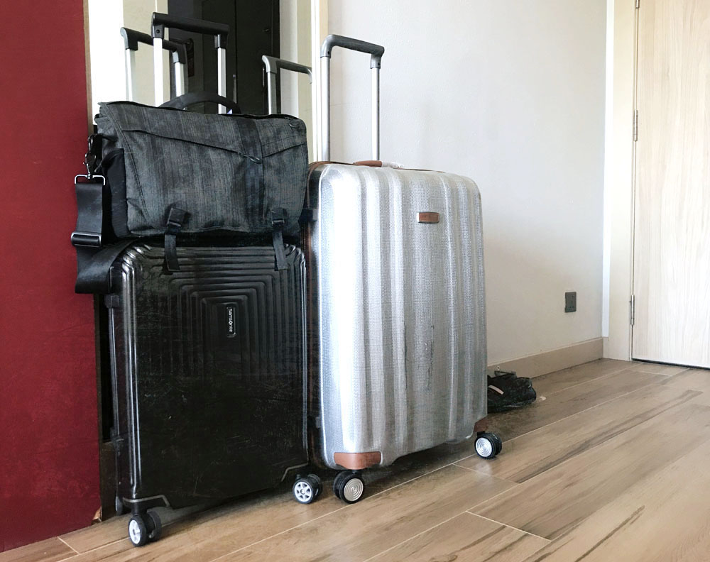 Luggage before one final round of disinfection.