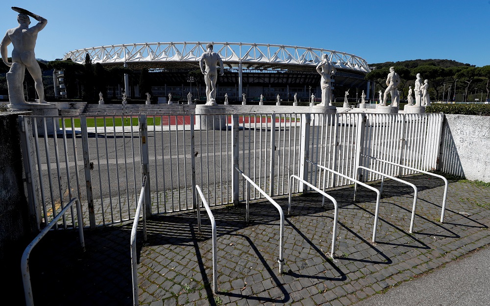 A view of Rome's Olympic Stadium, one of the venues planned for the Euro 2020 tournament, which is under growing pressure to be postponed due to coronavirus, in Rome March 16, 2020. u00e2u20acu201d Reuters pic