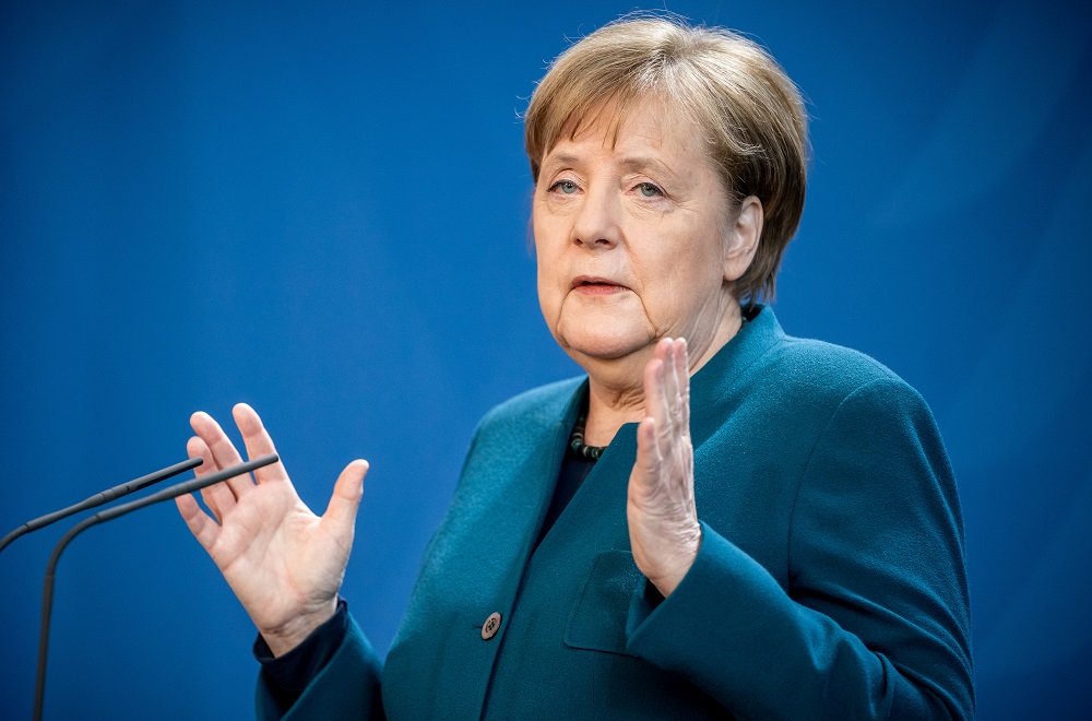 German Chancellor Angela Merkel gives a media statement on the spread of the new coronavirus disease at the Chancellery in Berlin March 22, 2020. u00e2u20acu201d Reuters pic