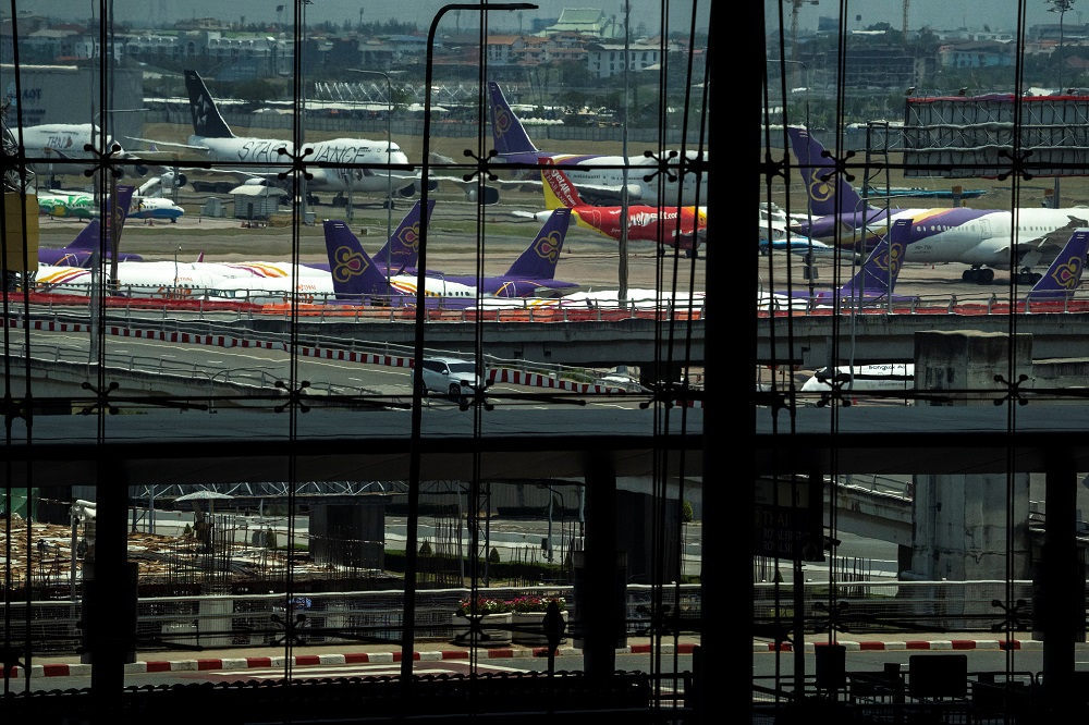 Thai Airways airplanes park at the tarmac of the Suvarnabhumi airport in Bangkok April 4, 2020. u00e2u20acu201d Reuters pic