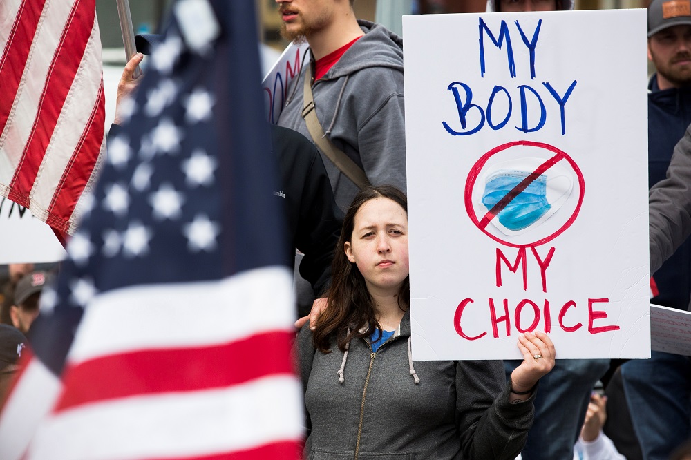 Demonstrators gather to protest against the state's extended stay-at-home order to help slow the spread of the coronavirus disease in Harrisburg, Pennsylvania April 20, 2020. u00e2u20acu201d Reuters pic 