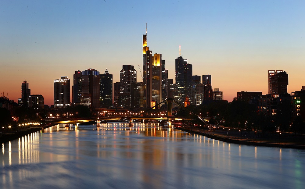 The skyline with its financial district is photographed during sunset in Frankfurt April 22, 2020. u00e2u20acu201d Reuters pic