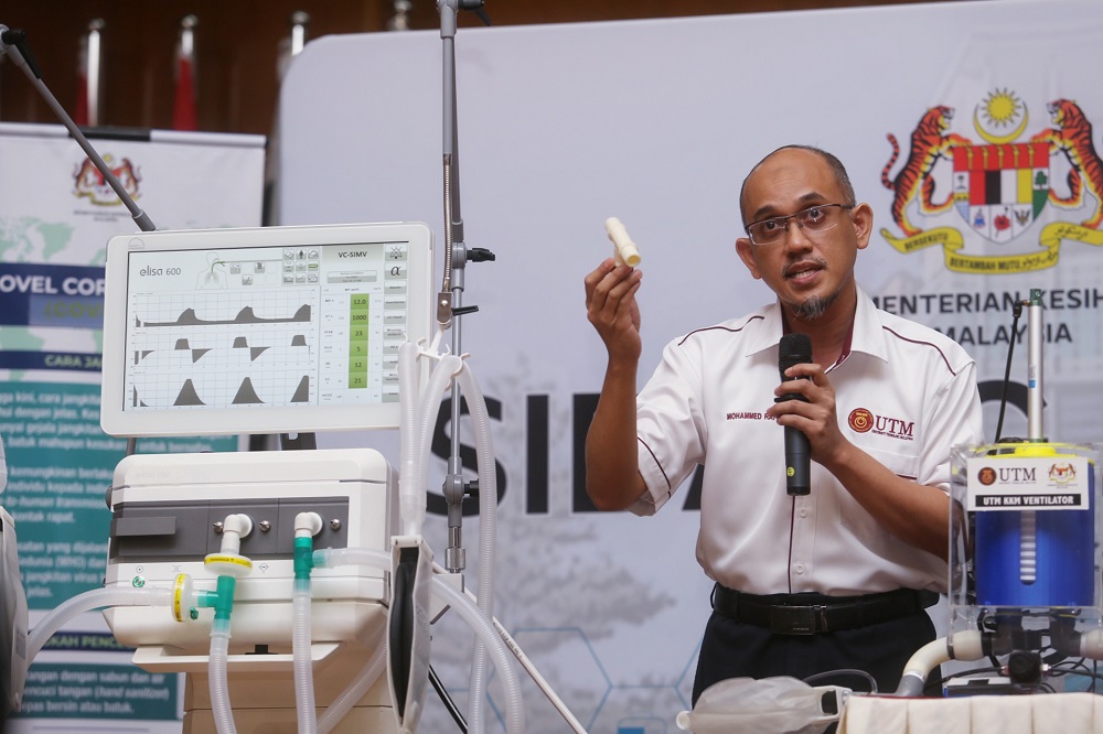 UTM’s Engineering Faculty dean Prof. Mohammed Rafiq Abdul Kadir speaks during a media briefing on the Medical Ventilator Apparatus  at the Health Ministry in Putrajaya April 13, 2020. 