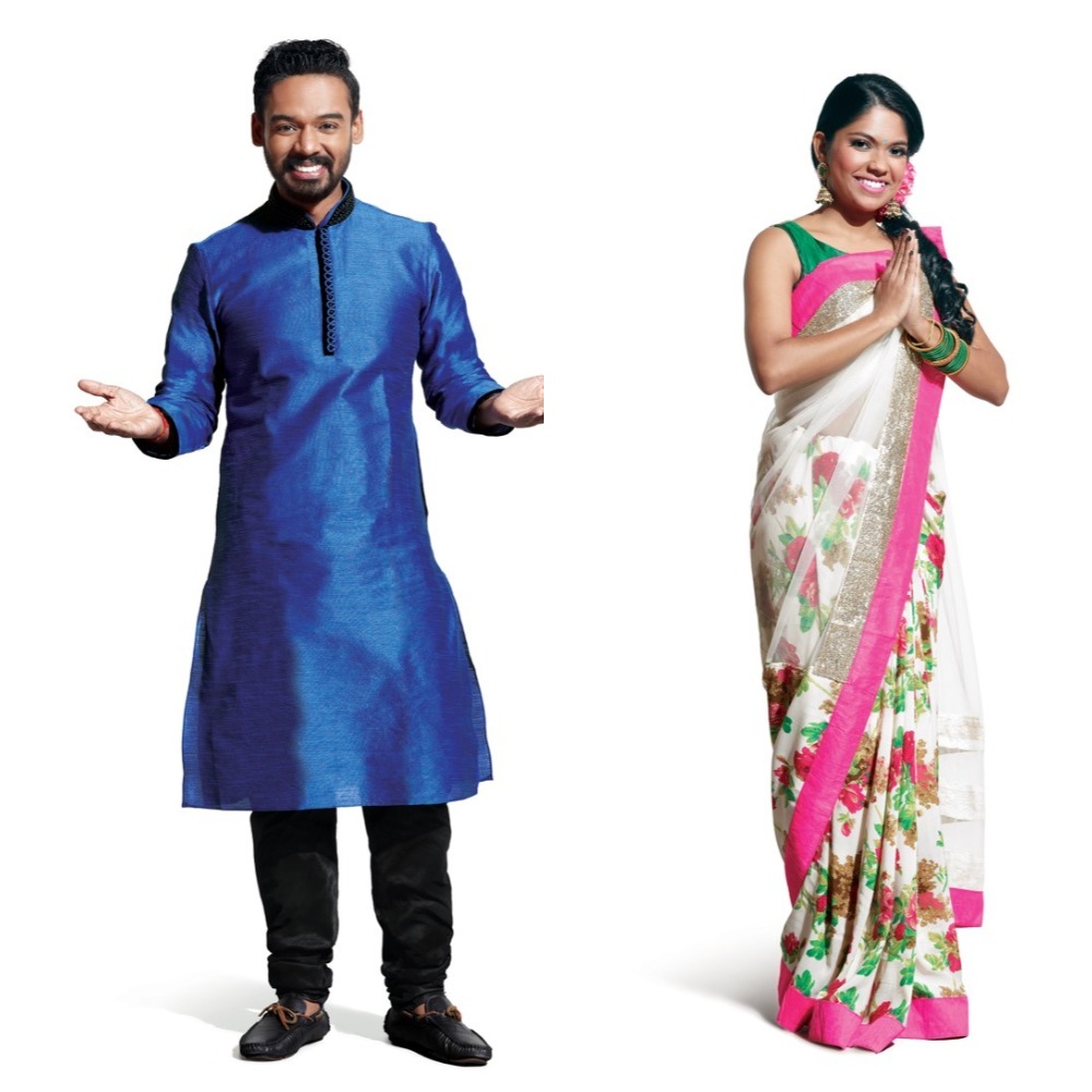 Ahila and Suresh clad in elegant traditional attire during the previous Tamil New Year celebration. — Picture courtesy of Ahila Shanmugam.