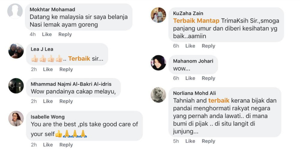 Social media users thanked Muffett for his show of respect and love for our country and its people.—Screen capture via Facebook/ Leon J. Muffett