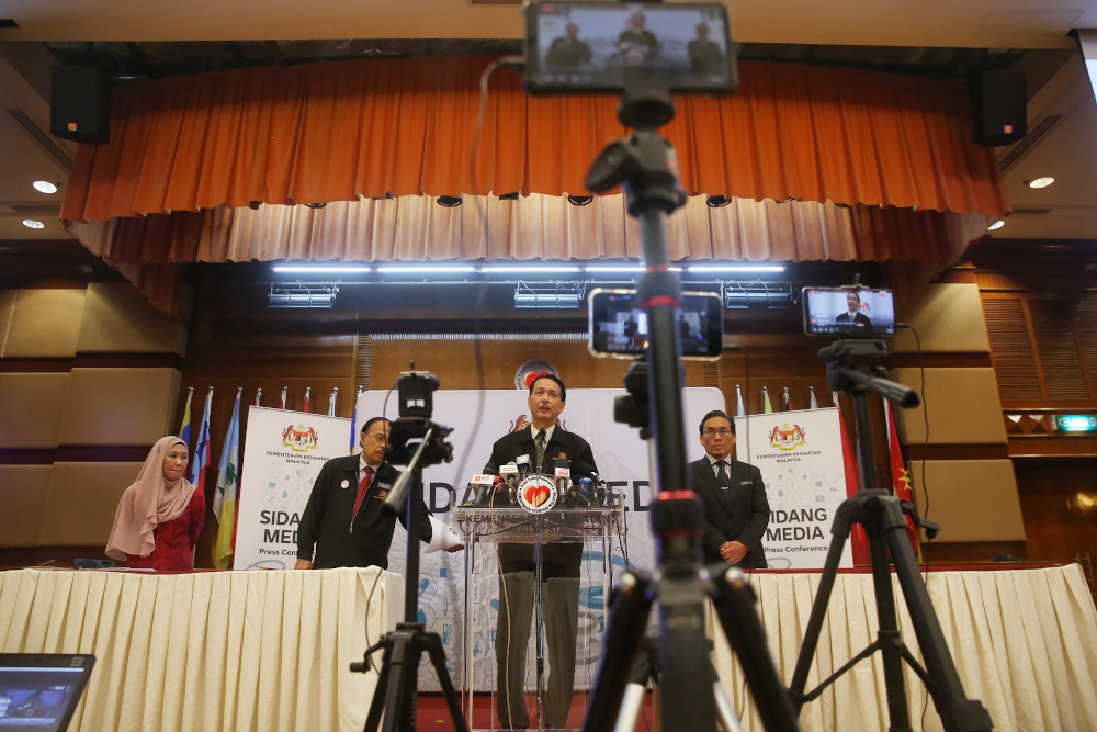 Health director-general Datuk Dr Noor Hisham Abdullah speaks during a press conference on Covid-19 in Putrajaya April 27, 2020. u00e2u20acu201d Picture by Choo Choy May