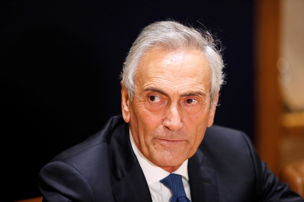 Italian Football Federation (FIGC) Chairman Gabriele Gravina speaks to the media in Rome November 5, 2019. u00e2u20acu201d Reuters pic