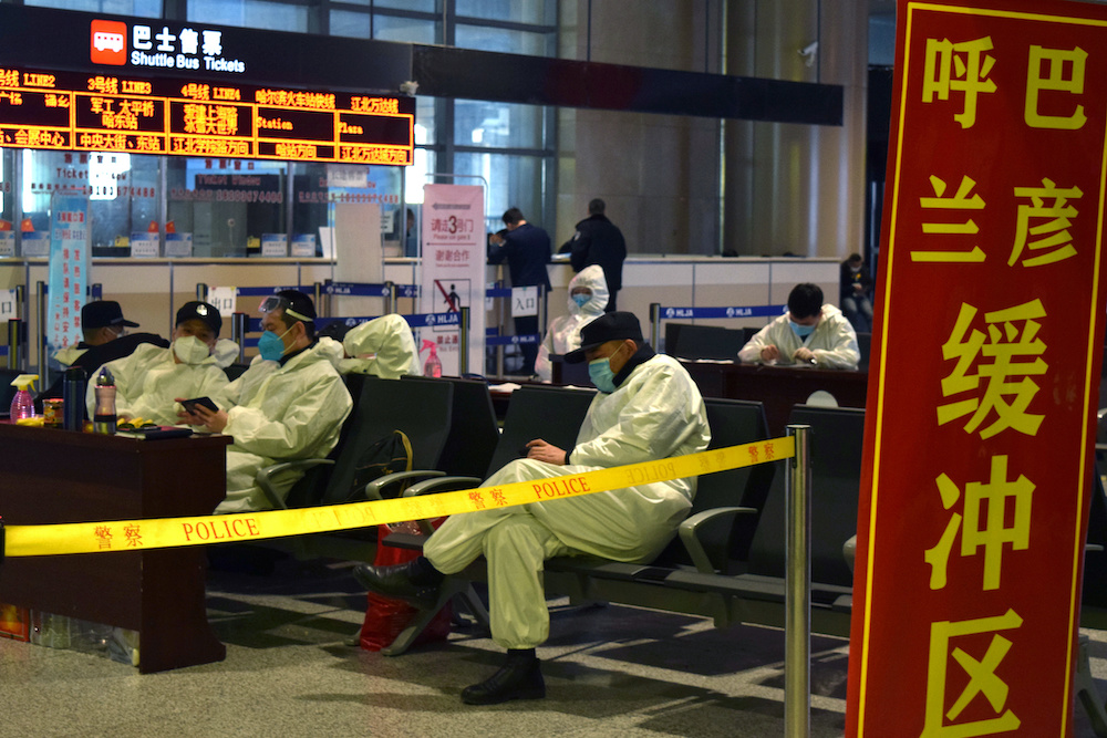Police officers in protective suits are seen at an airport in Harbin, following the spread of the novel coronavirus disease (Covid-19) continues in the country, April 11, 2020. u00e2u20acu201d Reuters pic