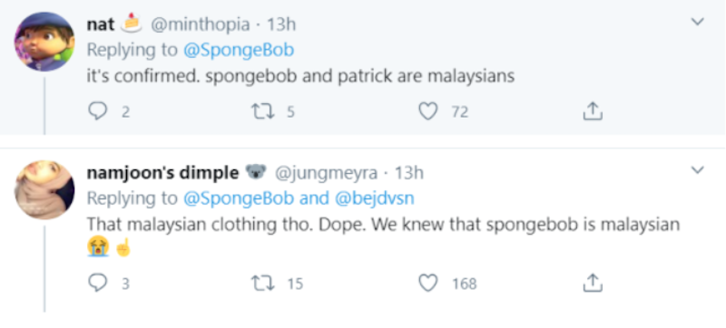 Baju Melayu and samping? That’s all the proof we’ll need. — Screengrab via Twitter/@Spongebob
