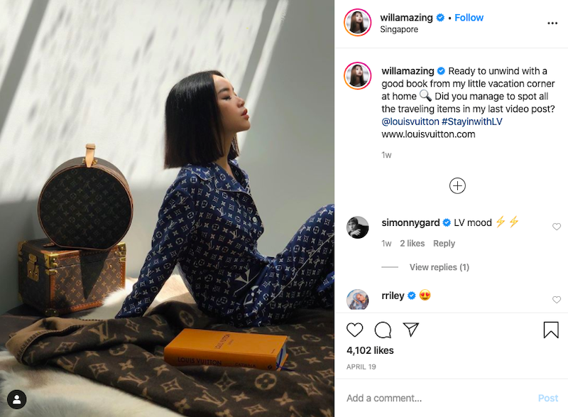Singapore's @willamazing in her LV pyjamas. — Picture courtesy of Instagram/willamazing