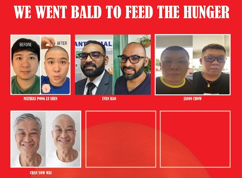 Subang Jaya residents that have gone bald for the cause. — Picture courtesy of SJ Echo
