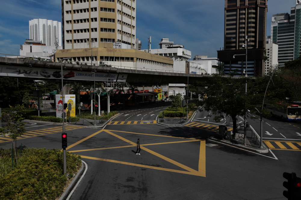 General view of the deserted Jalan Pudu in Kuala Lumpur April 24, 2020. u00e2u20acu201d Picture by Ahmad Zamzahuri