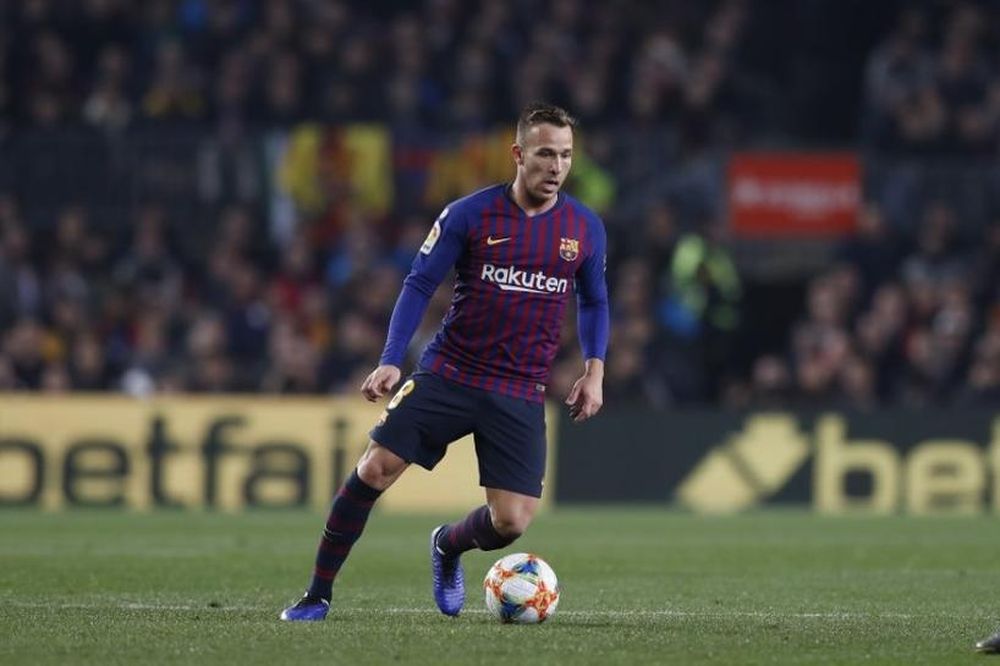 FC Barcelonau00e2u20acu2122s Arthur Melo is pictured during the Spanish Copa del Rey semifinal 1st leg match between FC Barcelona 1-1 Real Madrid CF at the Camp Nou Stadium in Barcelona, February 6, 2019. u00e2u20acu201d Picture by Mutsu Kawamori/AFLO via Reuters