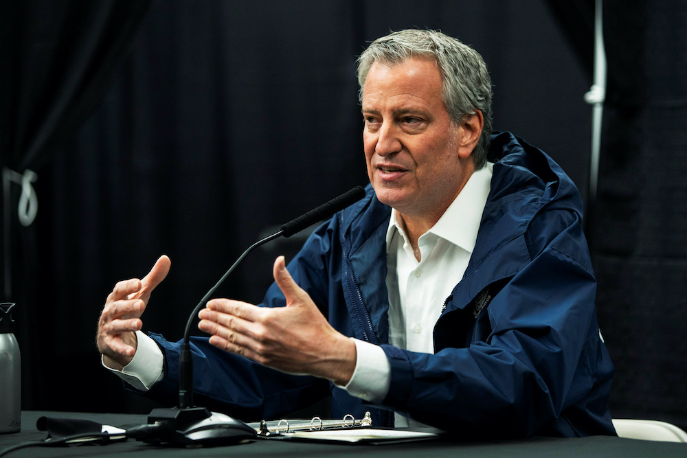 New York City Mayor Bill De Blasio speaks to the media during a press conference in the Queens borough of New York City, New York, US, April 10, 2020. u00e2u20acu2022 Reutersnn