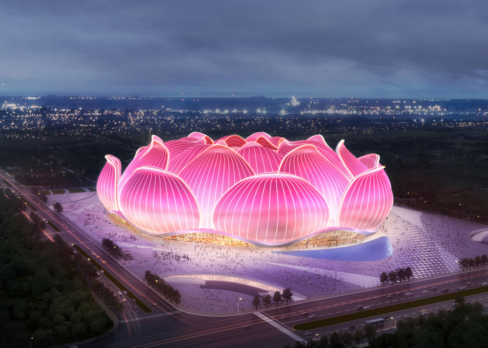 A rendering of Guangzhou Evergrandeu00e2u20acu2122s new 100,000-seat soccer stadium in Guangzhou, Guangdong province, China is seen in this handout provided to Reuters April 22, 2020. u00e2u20acu201d Evergrande Group handout  pic via Reuters 
