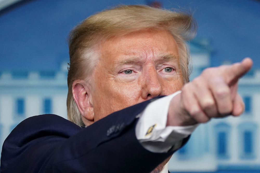 US President Donald Trump takes questions as he addresses the daily coronavirus task force briefing at the White House in Washington, US, April 7, 2020. u00e2u20acu201d Reutersnn