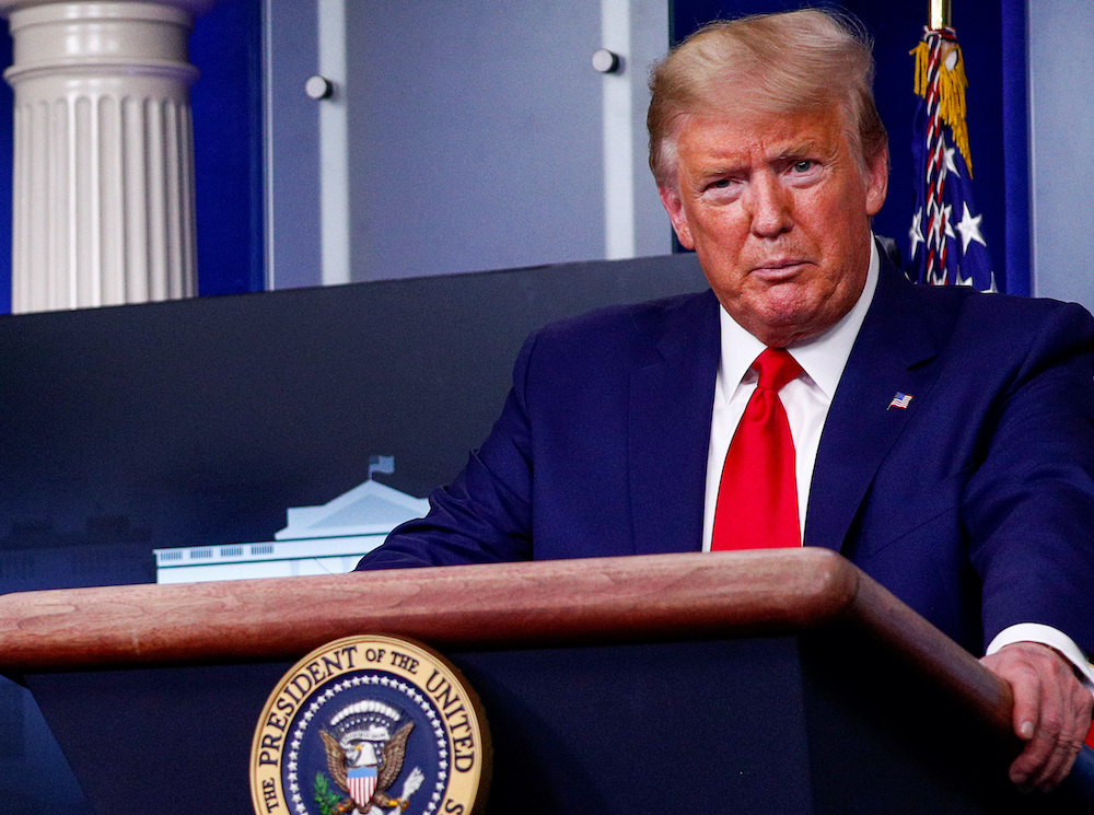 US President Donald Trump addresses the daily coronavirus response briefing at the White House in Washington, US, April 1, 2020. u00e2u20acu201d Reuters picnn