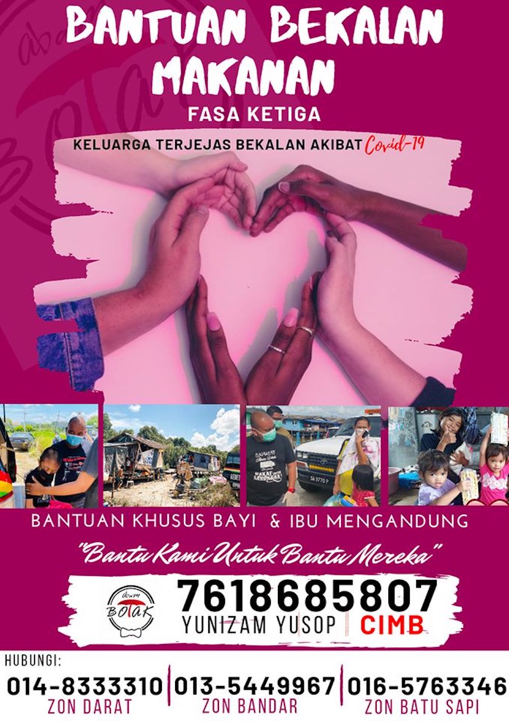 The organisation is seeking more donations to help more families affected by the MCO. — Photo courtesy of Facebook/ Abam Botak