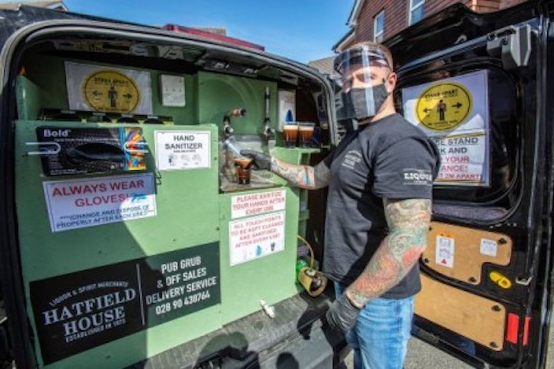 Belfastu00e2u20acu2122s Hatfield House bar came up with an innovative idea to take online orders and deliver pints of freshly poured Guinness, from the back of a van. u00e2u20acu201d  Afp-Relaxnews pic