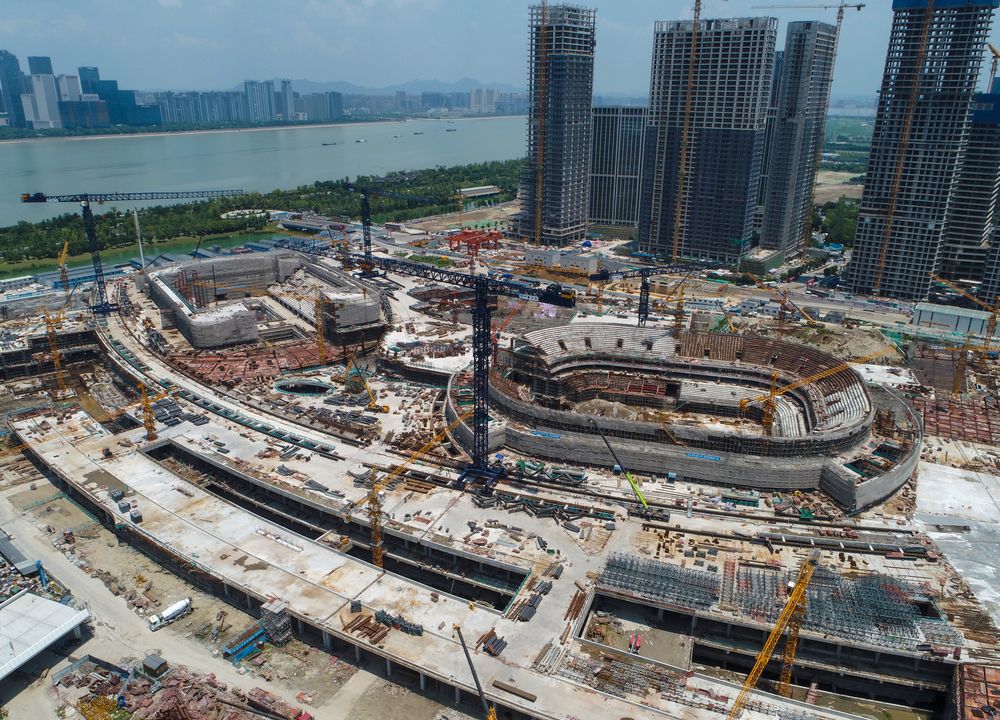 An aerial view of the Natatorium under construction for the 2022 Asian Games in Hangzhou city, east China's Zhejiang province, July 25, 2019. u00e2u20acu201d Reuters pic