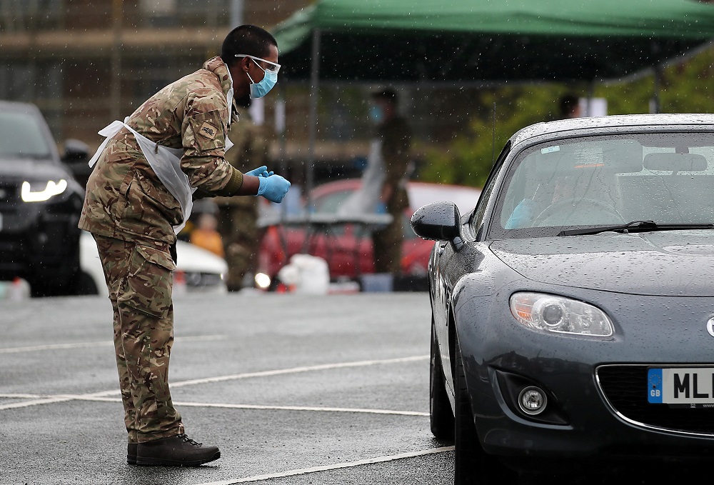 A member of the military at a coronavirus test centre in Macclesfield, following the outbreak of the coronavirus disease, Macclesfield, Britain April 29, 2020. u00e2u20acu2022 Reuters pic