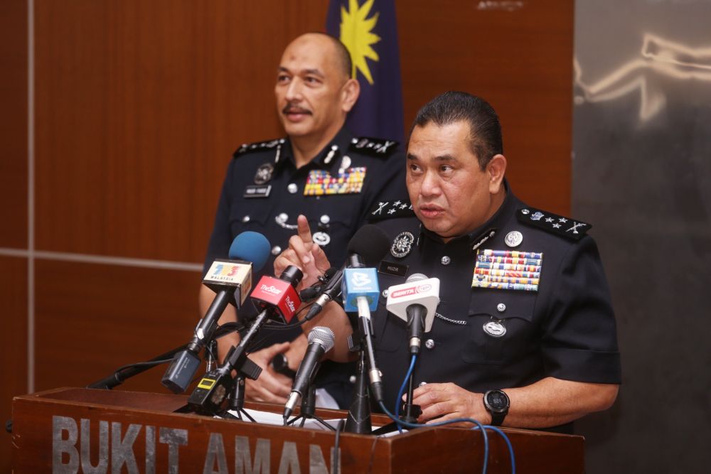 Federal Criminal Investigations Department director Datuk Huzir Mohamed speaks during a press conference in Bukit Aman April 15, 2020. u00e2u20acu201d Picture by Choo Choy May
