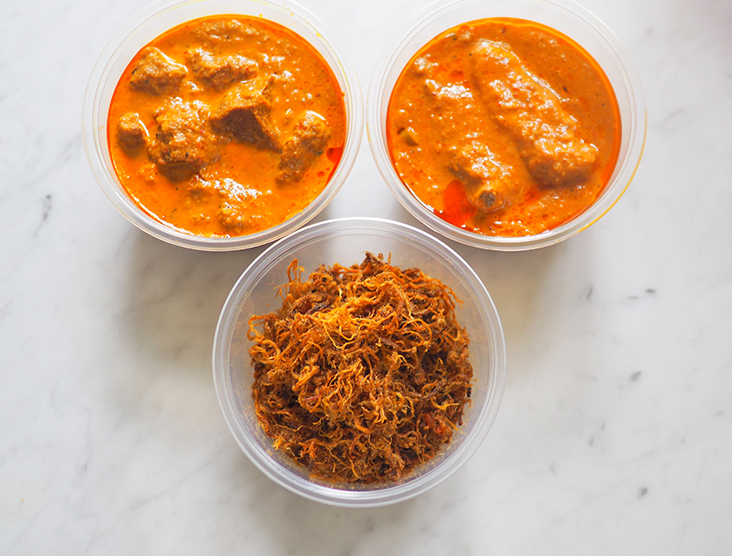 Everything like their 'rendang' and 'serunding' is packed in plastic boxes