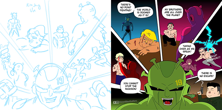 From sketch to finish: Ng’s take on the Covid-19 global “invasion”