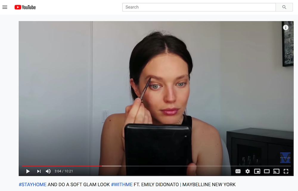 Model Emily DiDonato gives a makeup tutorial in a Maybelline YouTube video April 19, 2020. u00e2u20acu201d Reuters pic