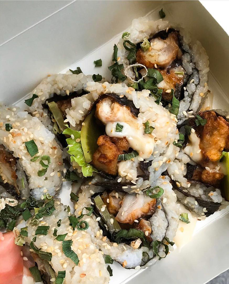 One of the new delivery menu items for Awesome Canteen is fried chicken maki roll — Picture from Awesome Canteen's Instagram