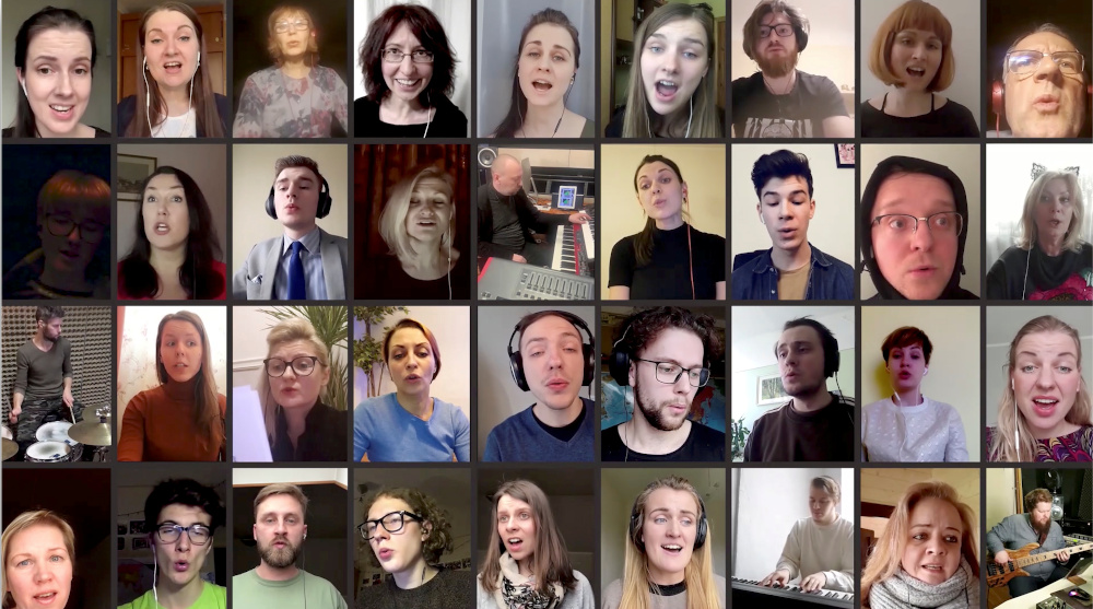 A screenshot shows choir Amina rehearsing online using a Zoom platform in Riga, Latvia April 14, 2020. u00e2u20acu201d Reuters pic 