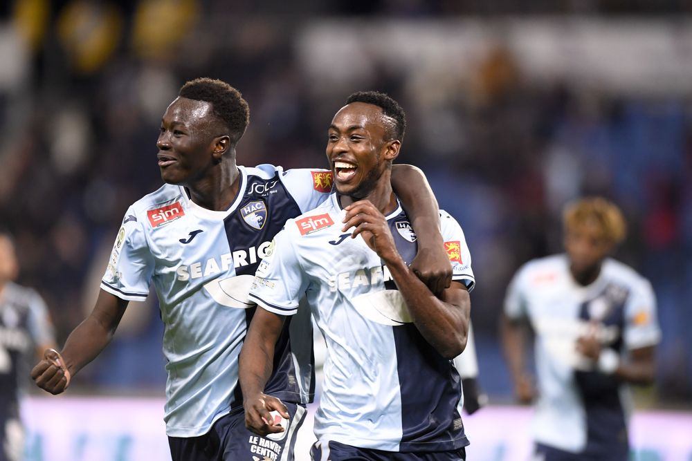 Le Havreu00e2u20acu2122s Pape Gueye (left) and Tino Kadewere are pictured during the Dominos Ligue 2 match Le Havre vs Auxerre, March 6, 2020. u00e2u20acu201d Reuters pic