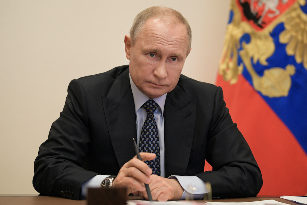 Russian President Vladimir Putin chairs a meeting on development of the Russian fuel and energy industry via a video link amid the coronavirus disease  outbreak at Novo-Ogaryovo state residence outside Moscow, Russia April 29, 2020. u00e2u20acu201d Reuters picnn