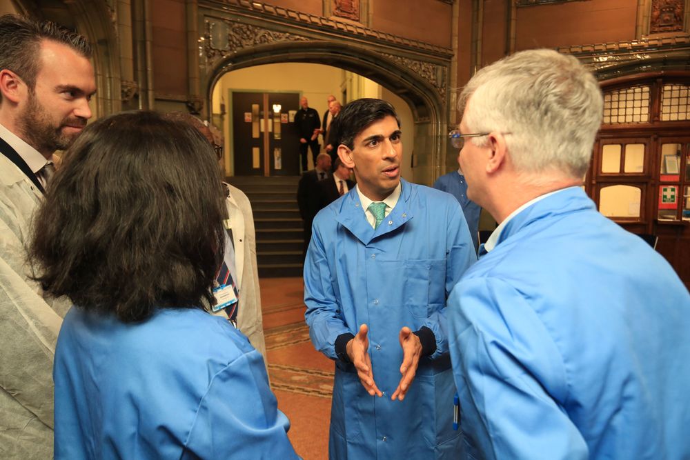 Britainu00e2u20acu2122s Chancellor of the Exchequer Rishi Sunak speaks during a visit to the pathology labs at Leeds General Infirmary, in Leeds, Britain March 12, 2020. u00e2u20acu201d Danny Lawson/Pool via Reuters