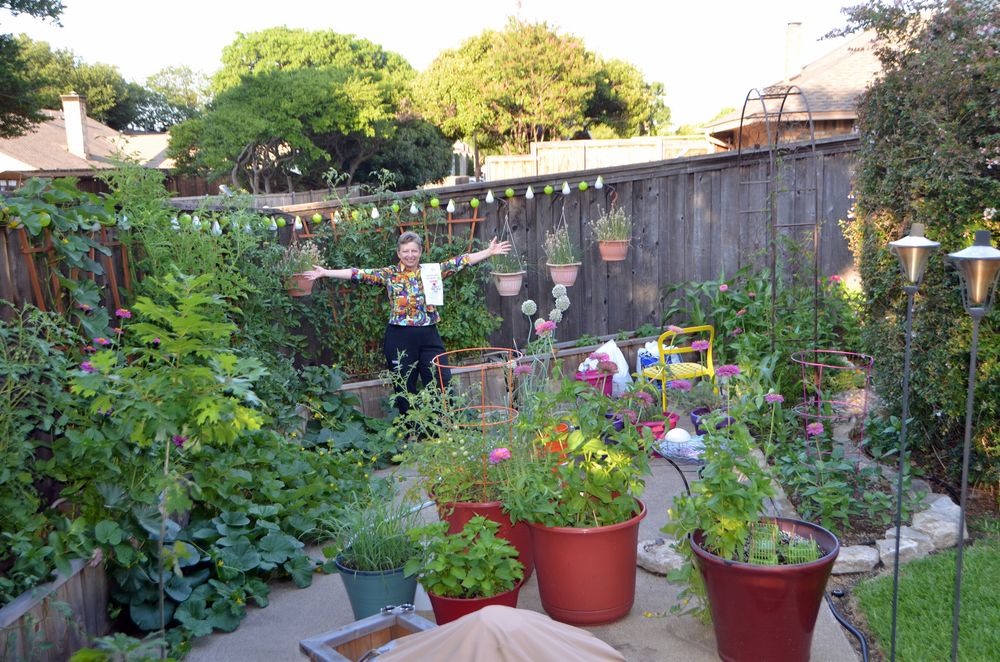 Stephanie Hollowell poses in her backyard garden in Dallas, Texas, US June 3, 2018. u00e2u20acu201d Courtesy of Stephanie Hollowell via Reuters