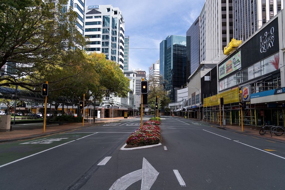 The normally-busy central business district (CBD) stands deserted after the Level 4 lockdown came into force, in Wellington on March 26, 2020. u00e2u20acu201d AFP picnn