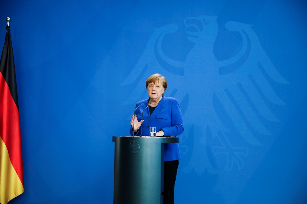 German Chancellor Angela Merkel briefs the media about measures to avoid further spread of the coronavirus disease after a government meeting at the chancellery in Berlin April 20, 2020. u00e2u20acu2022 Reuters pic