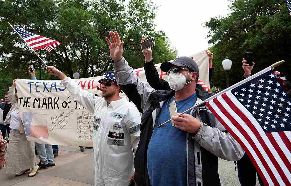 Protesters demand an end to the state's extended stay-at-home order to help slow the spread of Covid-19 at the Capitol building in Austin, Texas April 18, 2020. u00e2u20acu201d Reuters pic