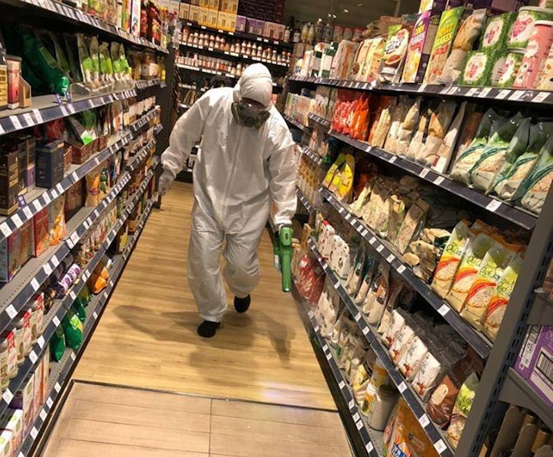 Deep cleaning underway at the Village Grocer in Bangsar March 26, 2020. u00e2u20acu201d Picture from Facebook/Village Grocern