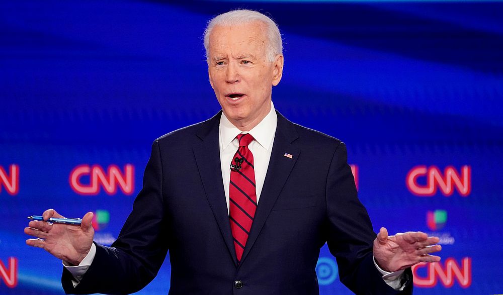 Democratic US presidential candidate and former Vice President Joe Biden speaks during the 11th Democratic candidates debate in CNN's Washington studios without an audience March 15, 2020. u00e2u20acu201d Reuters pic