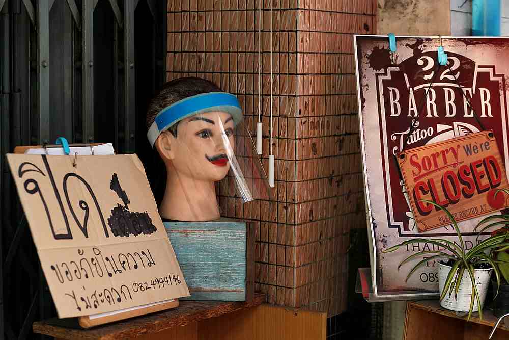 A mannequin wearing a protective face shield is pictured in front of a closed resturant during the Covid-19 outbreak in Bangkok, Thailand April 7, 2020. u00e2u20acu201d Reuters pic