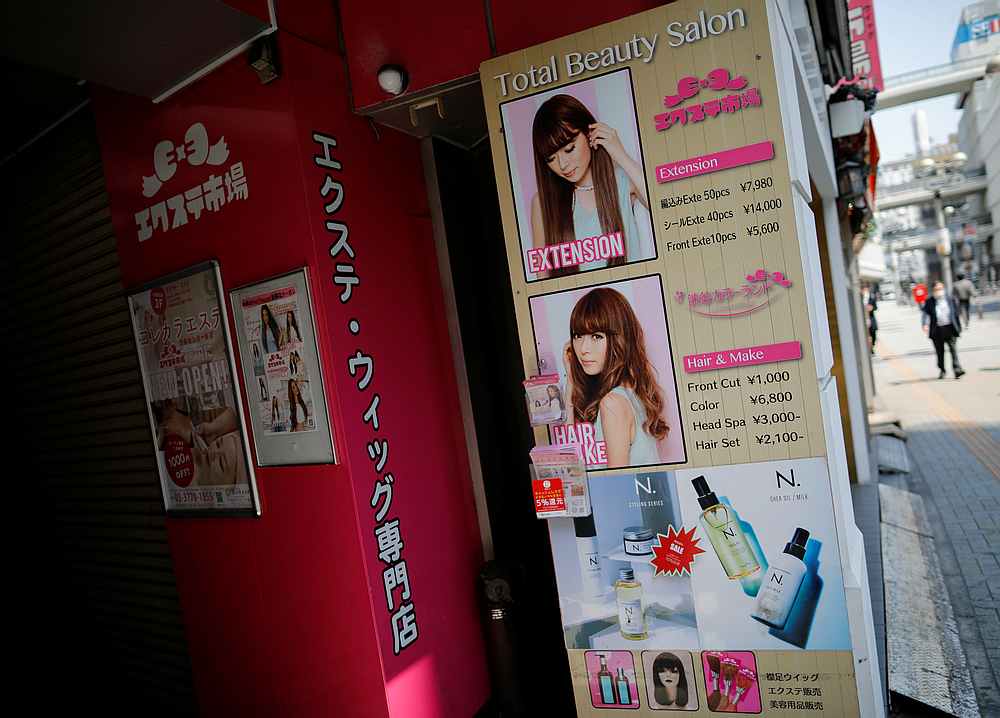 A temporary closed beauty salon is seen after the government announced the state of emergency for the capital following an outbreak of Covid-19 in Tokyo, Japan April 8, 2020. u00e2u20acu201d Reuters pic
