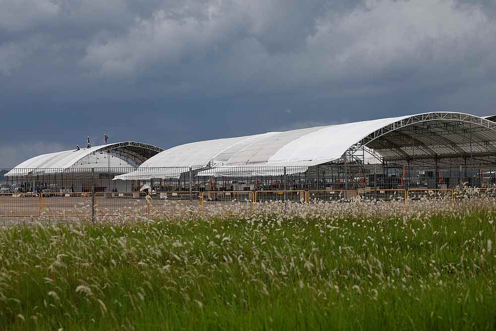 Workers construct outdoor building structures which will house an additional 1700 beds at Changi Exhibition Centre during the Covid-19 outbreak, in Singapore April 24, 2020. u00e2u20acu201d Reuters pic