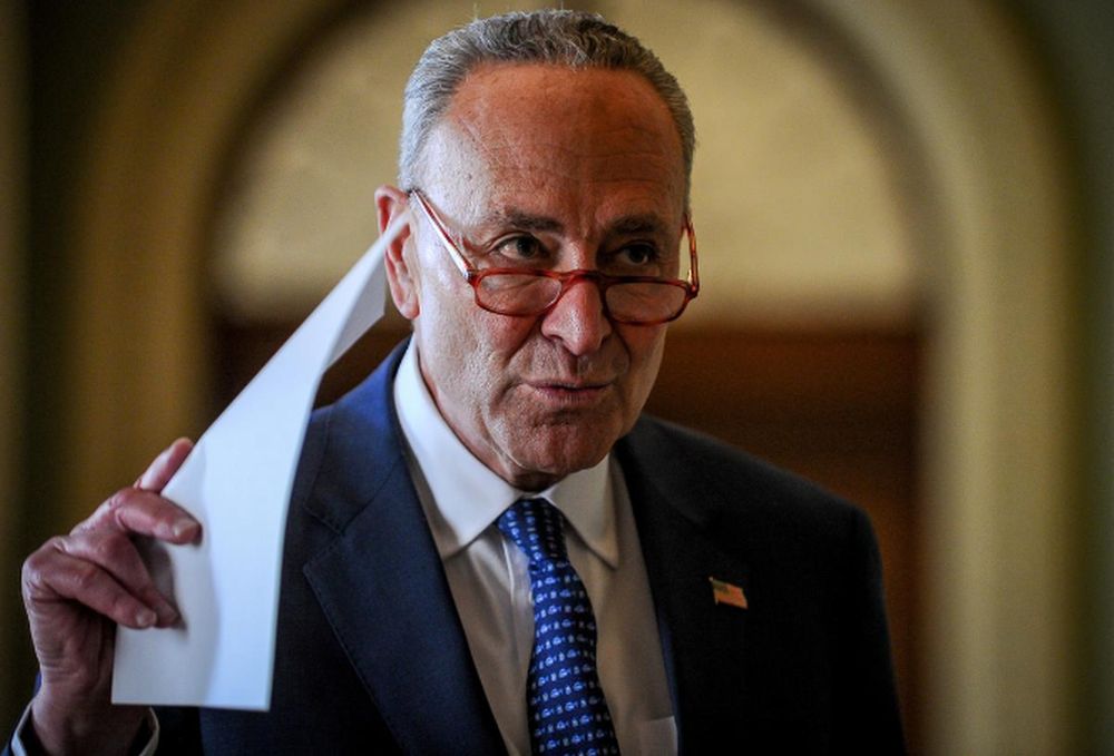 US Senate Minority Leader Chuck Schumer (D-NY) makes a statement after meetings to wrap up work on coronavirus economic aid legislation, during the coronavirus disease outbreak, in Washington, March 21, 2020. u00e2u20acu201d Reuters pic