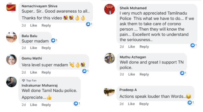 Social media users didn’t have any problems with the police’s new tactic. — Screengrab via Facebook/Tamil Nadu Police