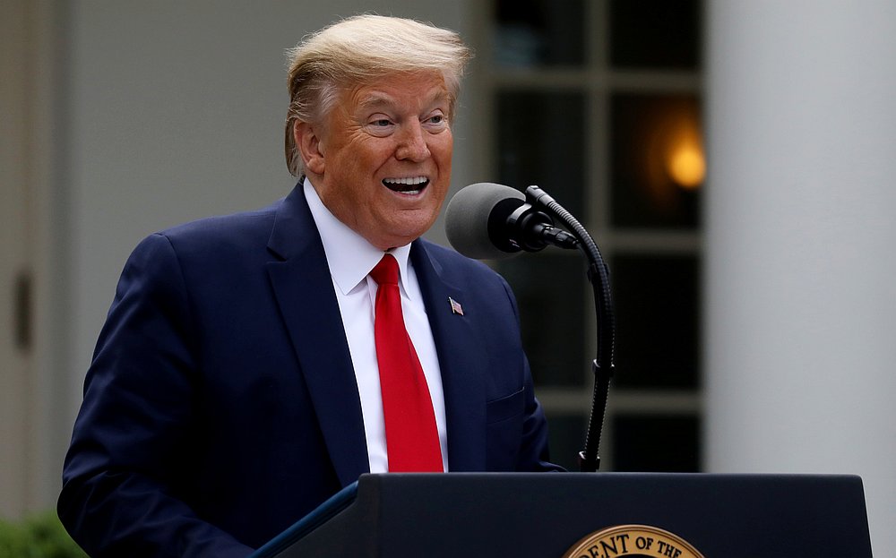 US President Donald Trump addresses the daily coronavirus task force briefing in the Rose Garden at the White House in Washington April 14, 2020. u00e2u20acu201d Reuters pic