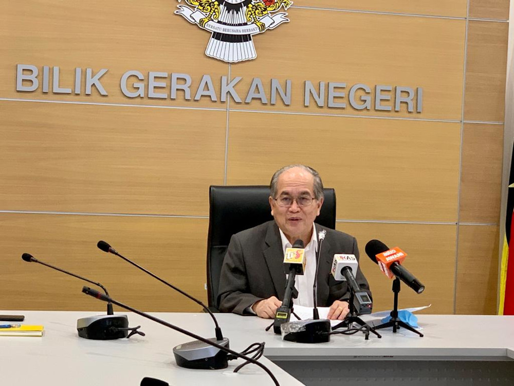 Deputy Chief Minister Datuk Amar Douglas Uggah giving a press conference April 20, 2020. u00e2u20acu201d Picture courtesy of Sarawak Public Communications Unit (Ukas)