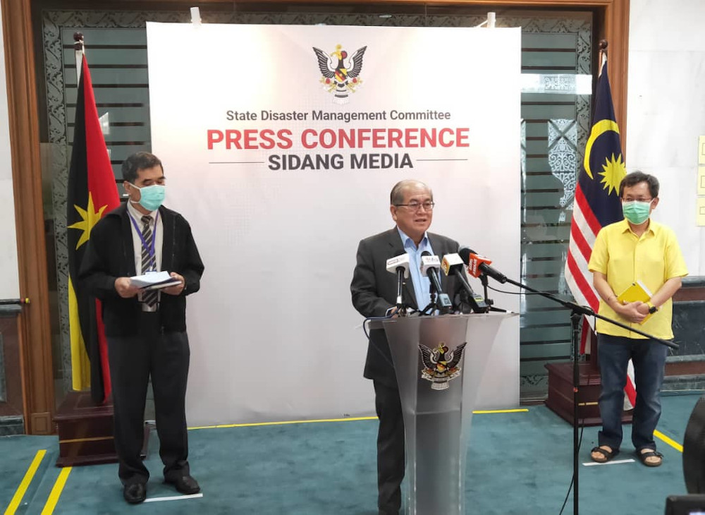 Deputy Chief Minister Datuk Amar Douglas Uggah speaking to reporters on the updates of Covid-19 situation in Sarawak April 24, 2020. u00e2u20acu201d Picture courtesy of Sarawak Public Communications Unit (Ukas)