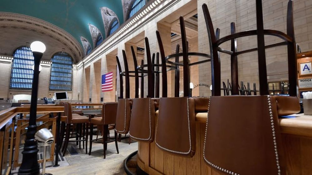 A view of an empty restaurant is seen at Grand Central Station, March 25, 2020 in New York City. u00e2u20acu201d AFP pic