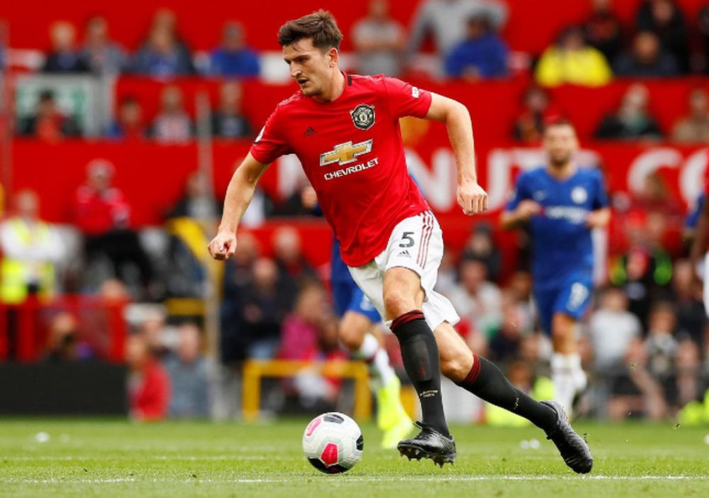 Manchester Unitedu00e2u20acu2122s Harry Maguire in action during the Premier League match Manchester United v Chelsea at the Old Trafford, Manchester, August 11, 2019. u00e2u20acu201d Action Images via Reuters